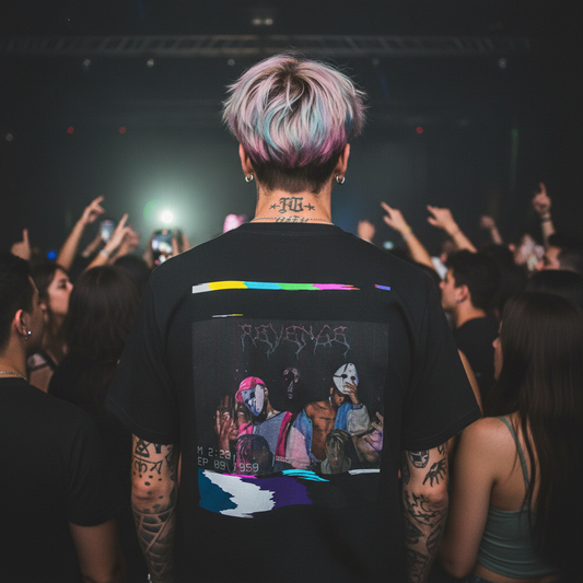 Guy - back view with glitch art