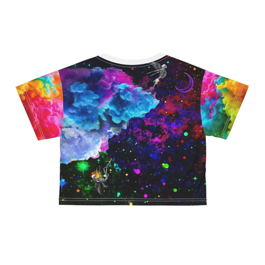 Dark Academia Fallen Angel Crop Tee — Electric Lachrywave Graphic Lachrymal Gems