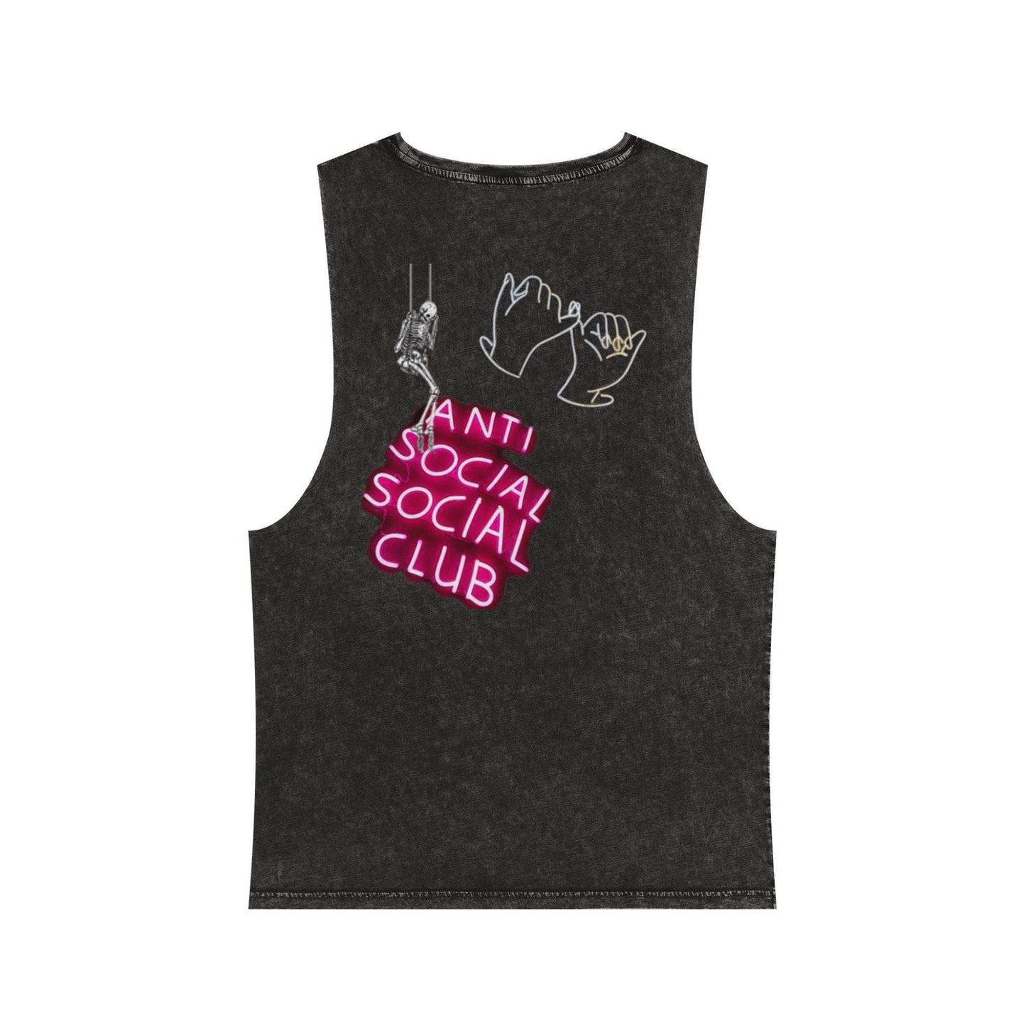 Black sleeveless shirt with 'Anti Social Social Club' logo on a white background