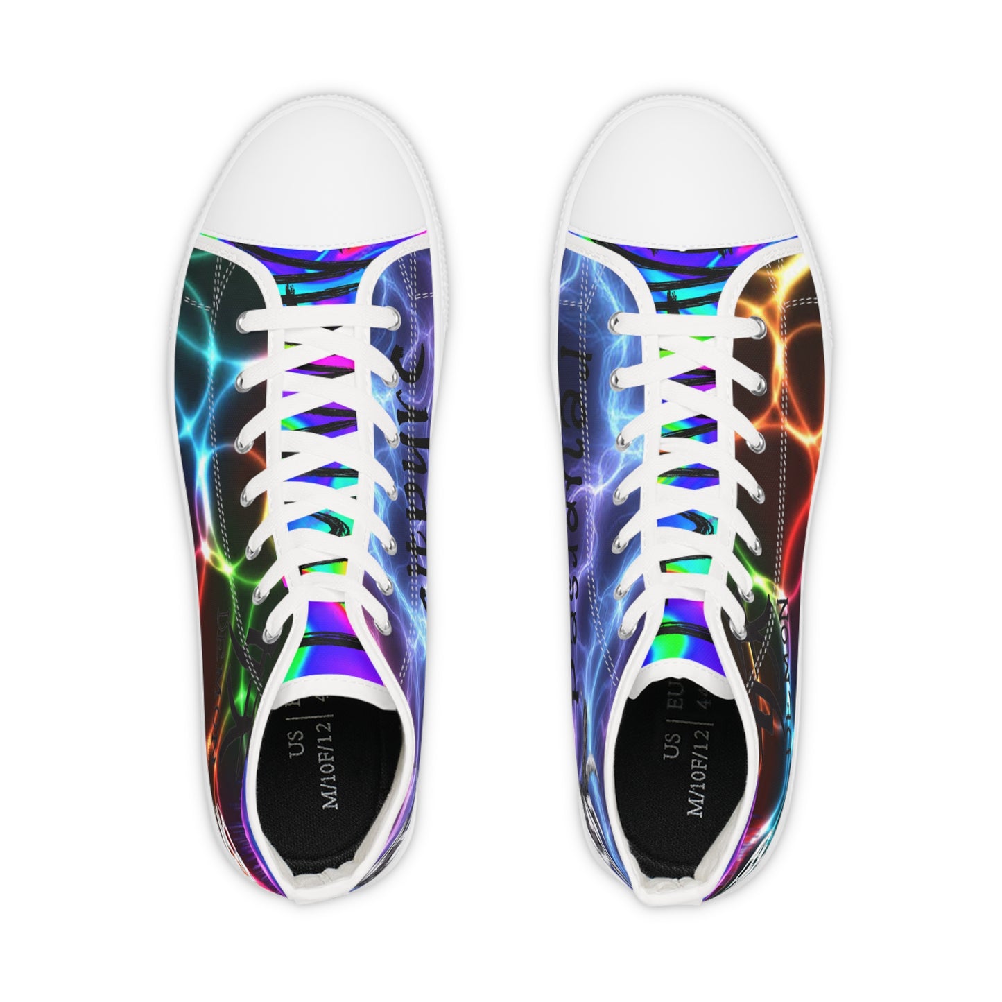High Top Sneakers — Neon Electric Wave Pattern Printify