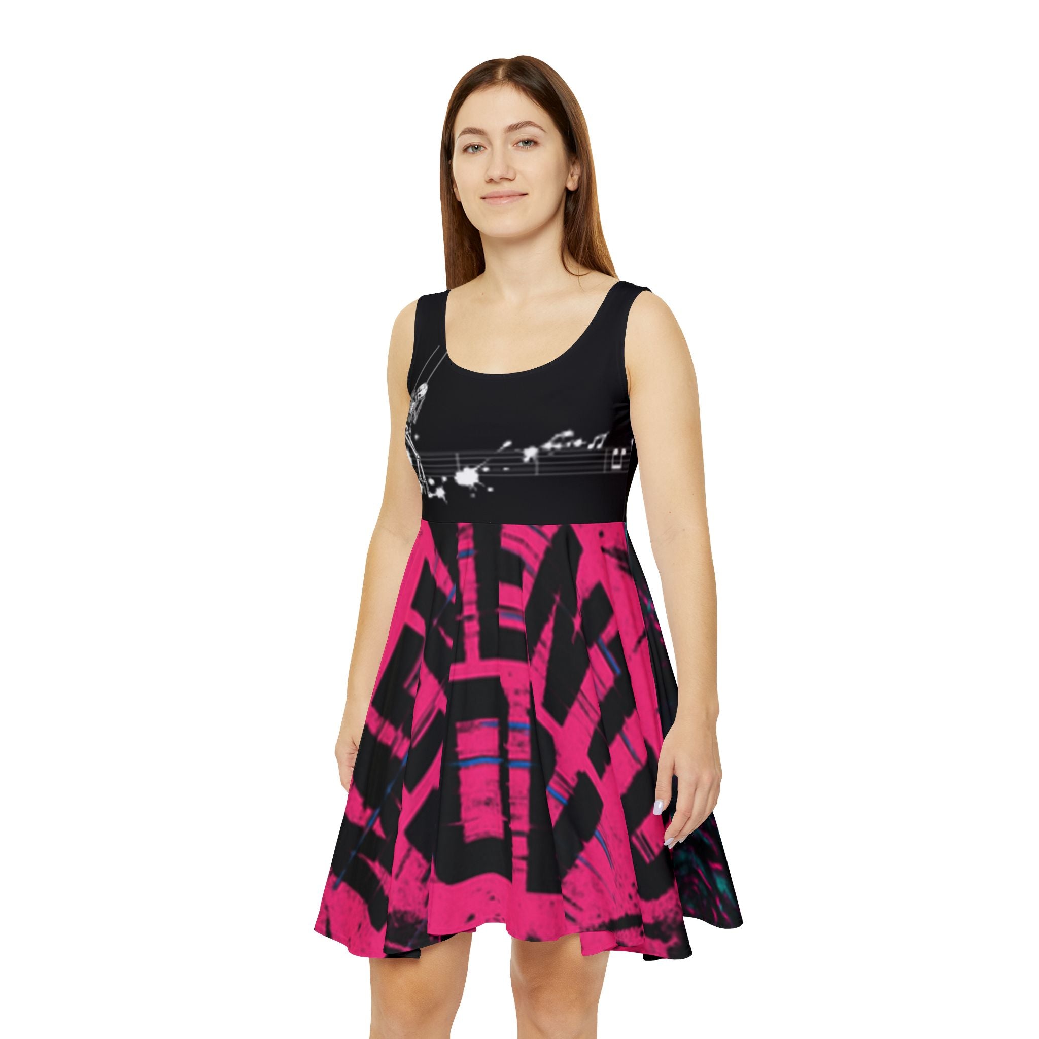 Skater Dress - Memento Mori Dark Rose Aesthetic(Limited)