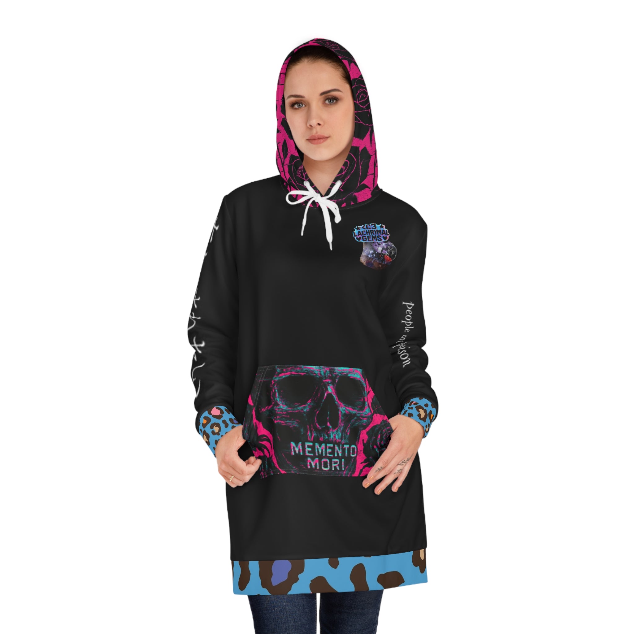 Women's Fall Fashion Dark Aesthetic Alternative Neon Hoodie Dress (Limited Inventory)