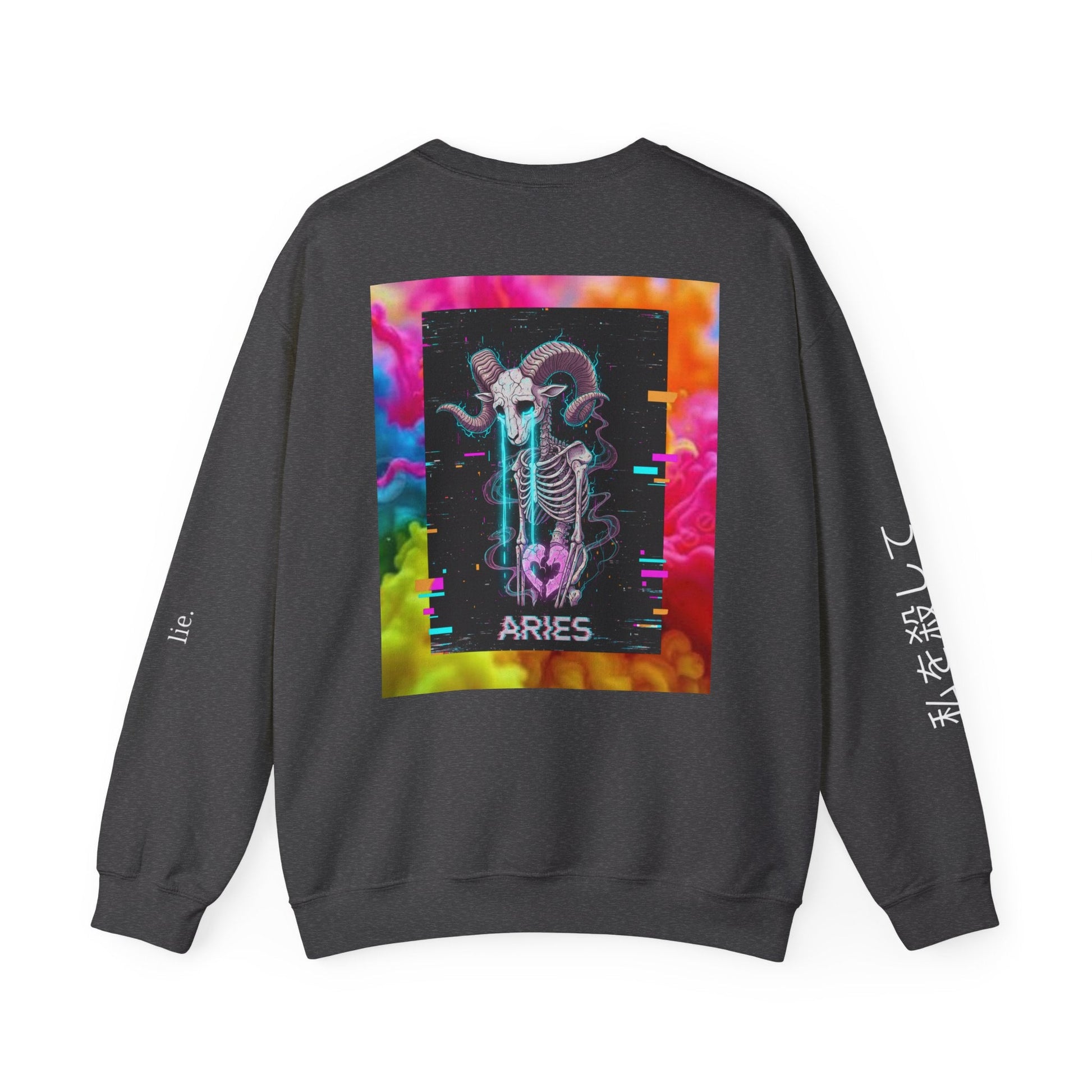 Aries Sadcore Crewneck Sweatshirt — Neon Japanese Sad Aesthetic Printify