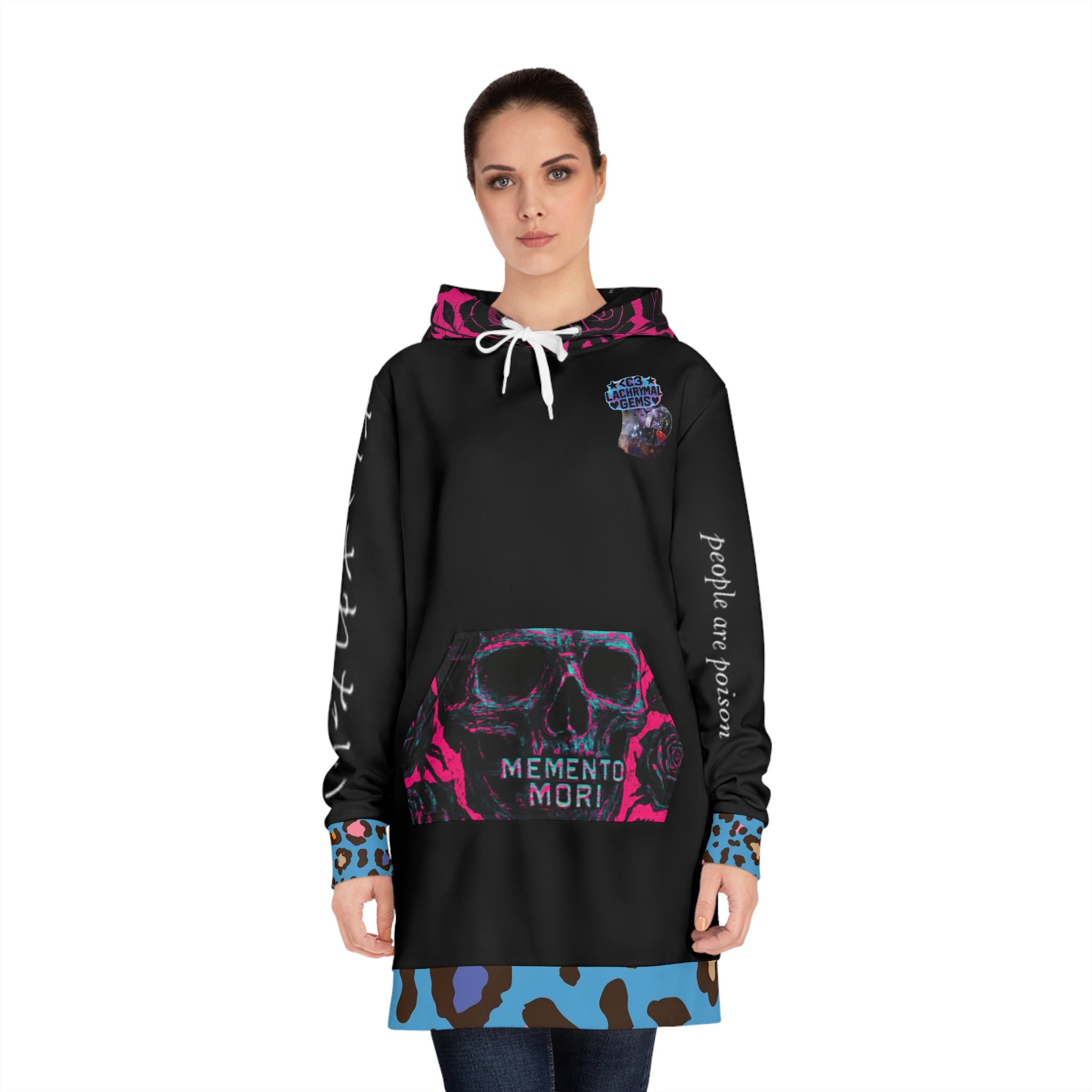 Women's Fall Fashion Dark Aesthetic Alternative Neon Hoodie Dress (Limited Inventory)