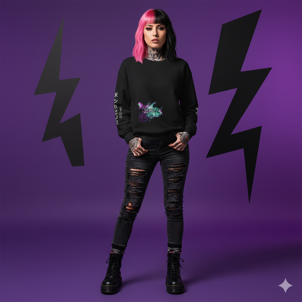 Aries Sadcore Crewneck Sweatshirt — Neon Japanese Sad Aesthetic Printify