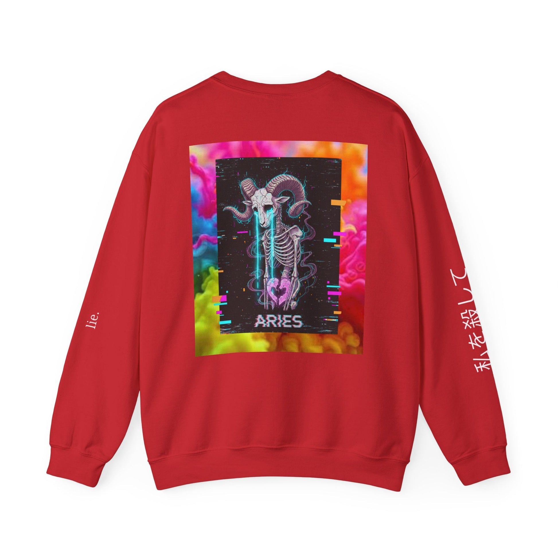 Aries Sadcore Crewneck Sweatshirt — Neon Japanese Sad Aesthetic Printify