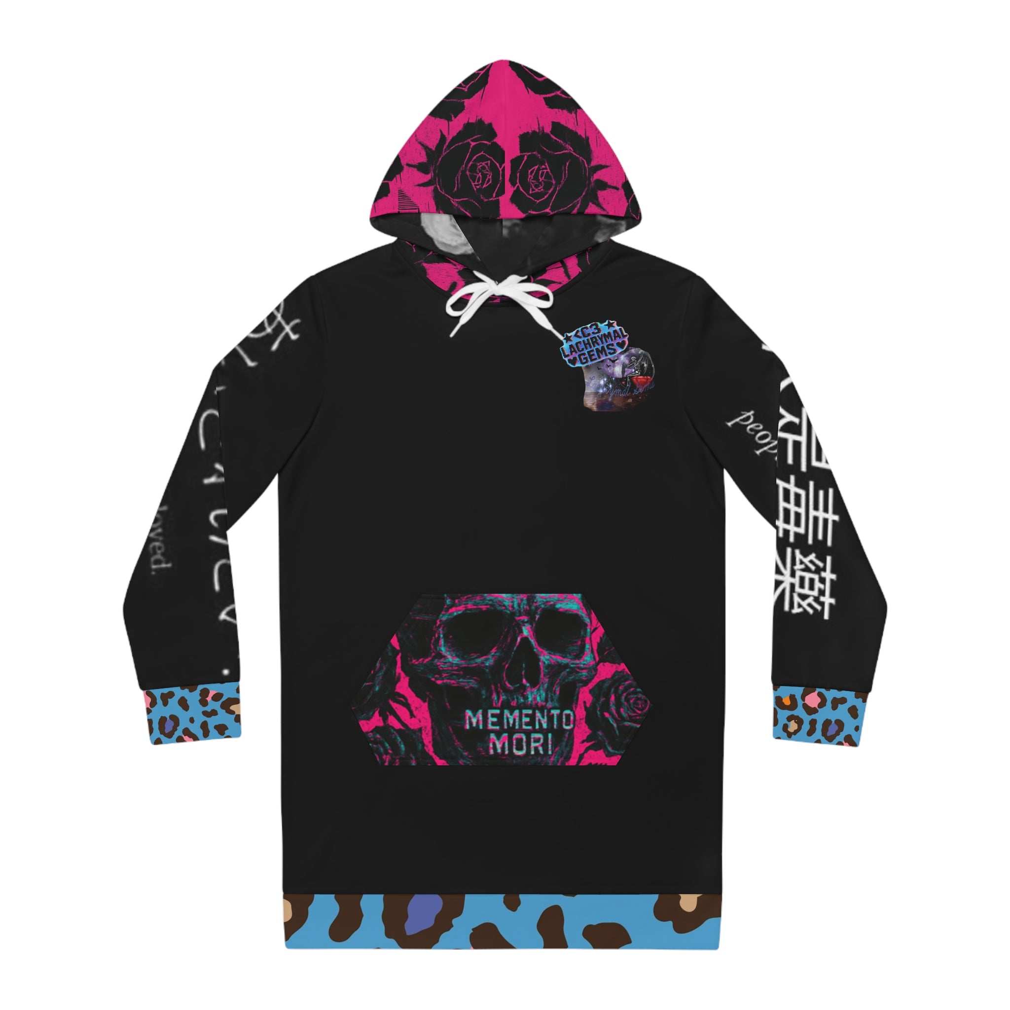 Women's Fall Fashion Dark Aesthetic Alternative Neon Hoodie Dress (Limited Inventory)