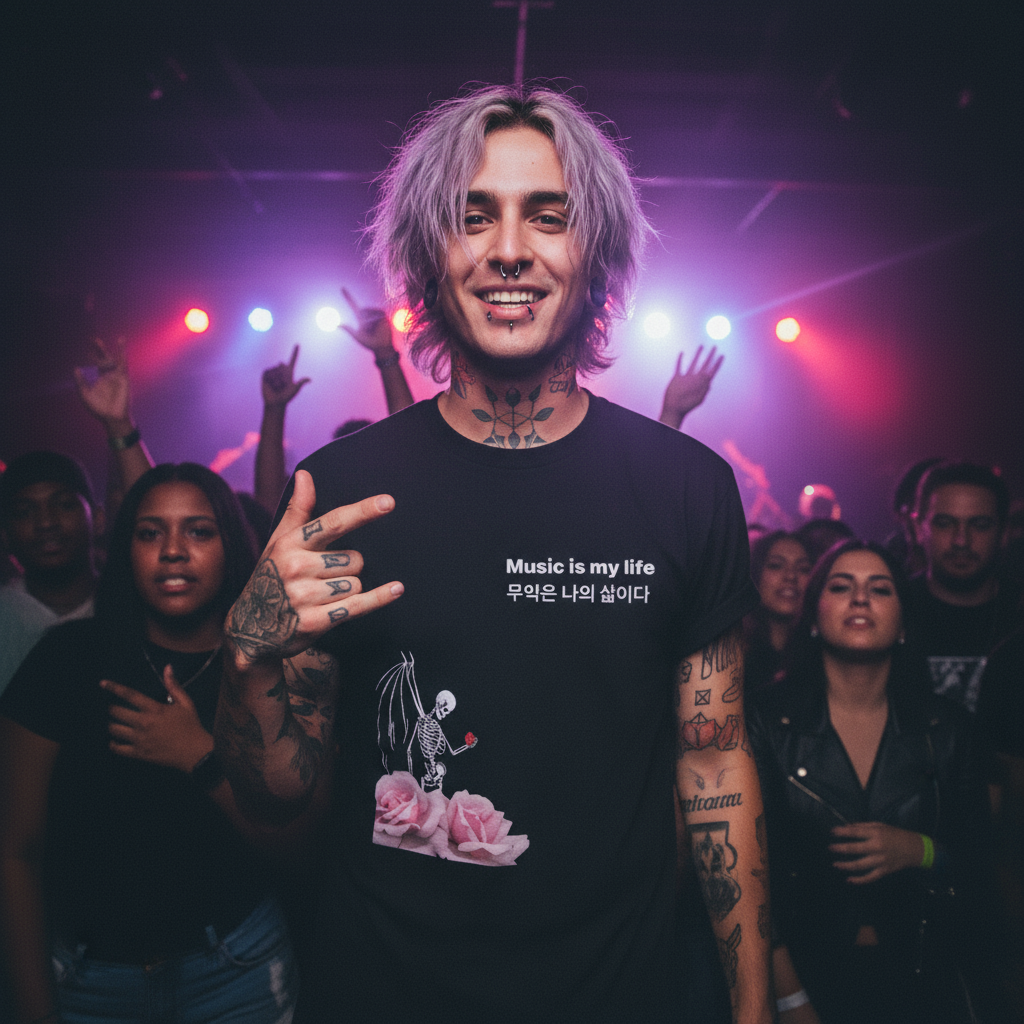 Guy - front view with winged skeleton and roses