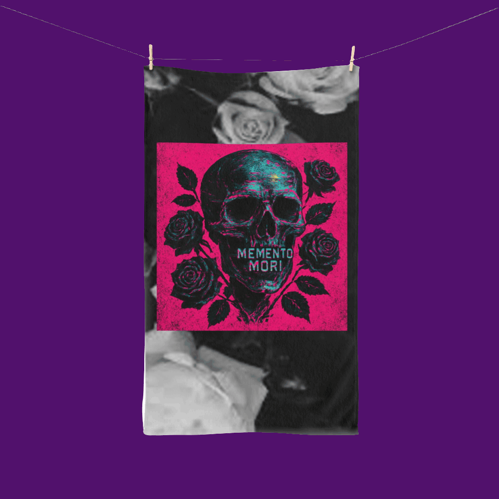 Dark Aesthetic Hand Towel with Memento Mori Design