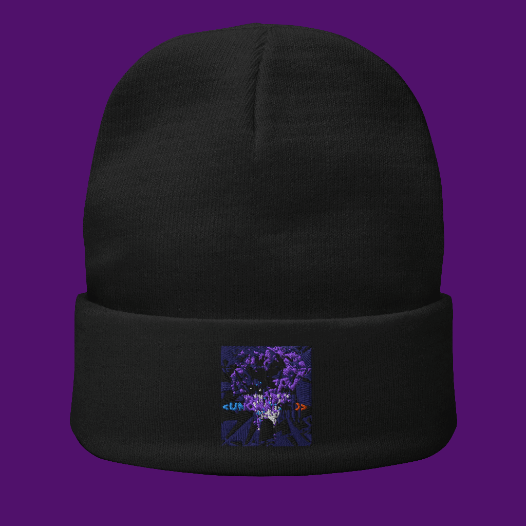 Embroidered Hiddengem Beanie dark glitch aesthetics 