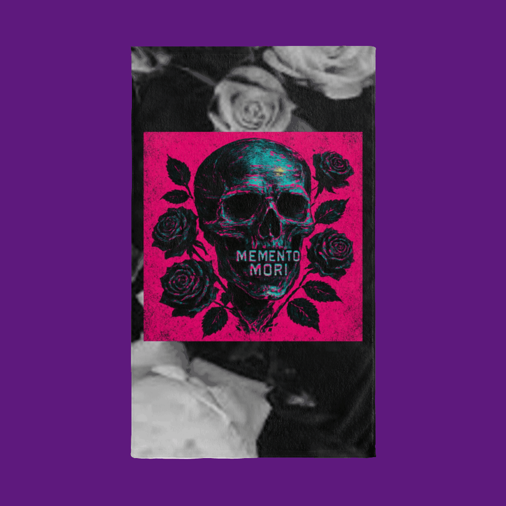 Dark Aesthetic Hand Towel with Memento Mori Design