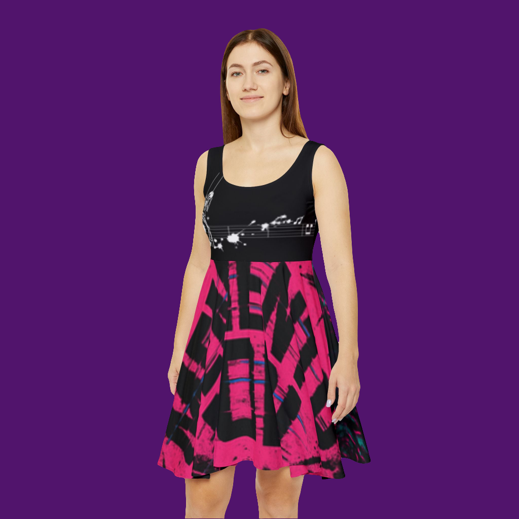 Skater Dress - Memento Mori Dark Rose Aesthetic(Limited)