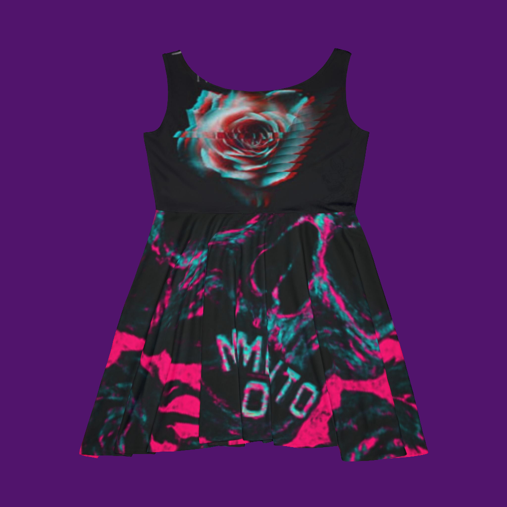 Skater Dress - Memento Mori Dark Rose Aesthetic(Limited)