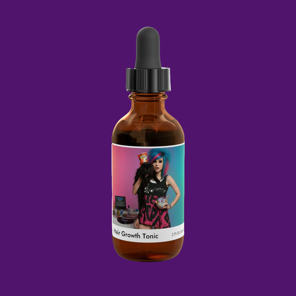 Quirky scene girl holding cat showing off her radiant glow from this trending tik tok serum. Health and beauty skin care serum for radiant glowing skin.