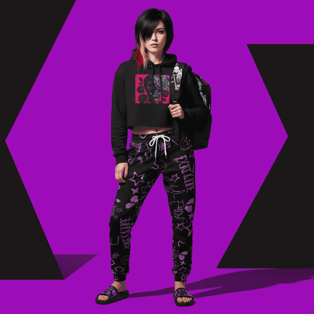 Dark Aesthetic Neon Cropped Hoodie Black / S-Storm / S-Black / M-Storm / M-Black / L-Storm / L-Black / XL-Storm / XL-Black / 2XL-Storm / 2XL-