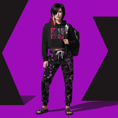 Dark Aesthetic Neon Cropped Hoodie Black / S-Storm / S-Black / M-Storm / M-Black / L-Storm / L-Black / XL-Storm / XL-Black / 2XL-Storm / 2XL-