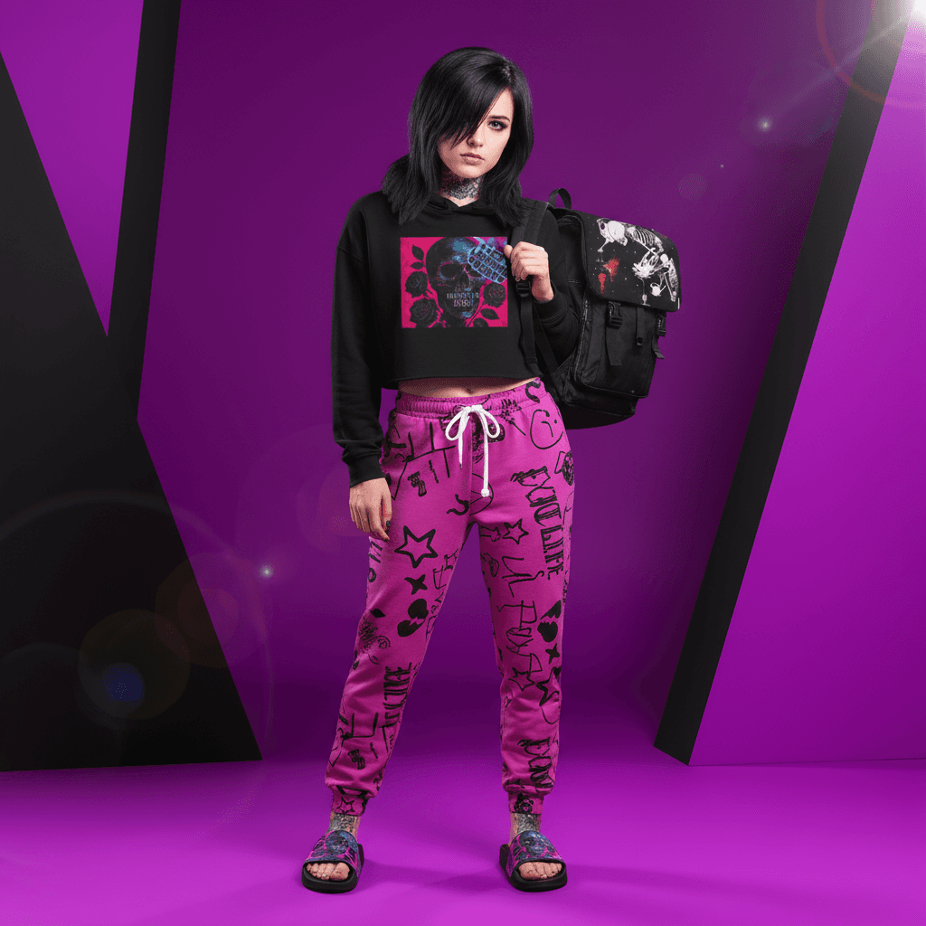 Dark Aesthetic Neon Cropped Hoodie Black / S-Storm / S-Black / M-Storm / M-Black / L-Storm / L-Black / XL-Storm / XL-Black / 2XL-Storm / 2XL-