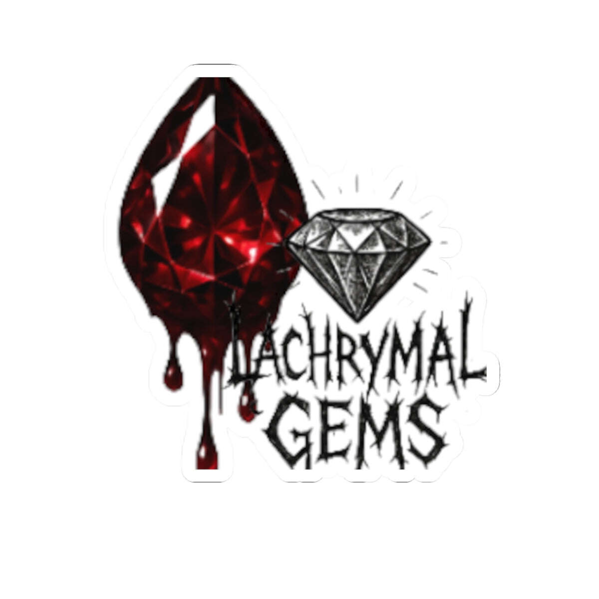 Dark Art, Lachrymal Gem Stickers 3" × 3" / White-