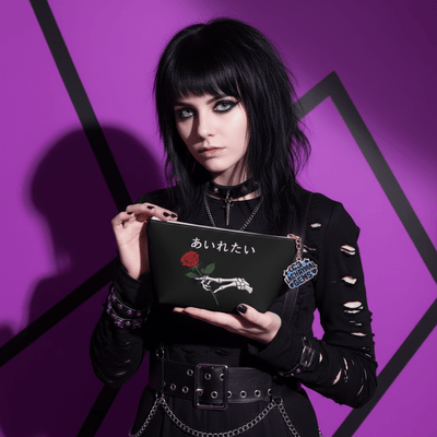 Love Lost Skeleton Dark-Wave Make Up Bag Small / Black zipper-Small / White zipper-