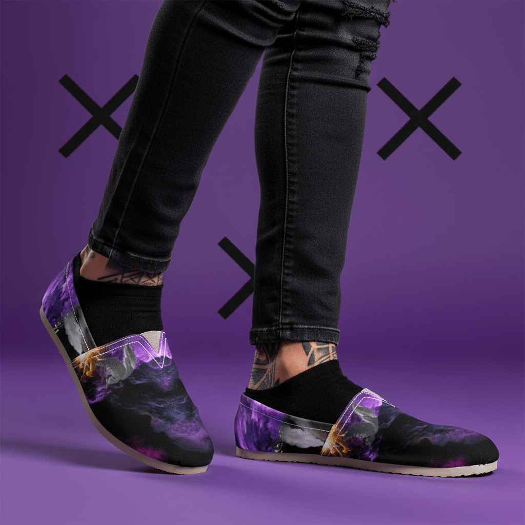 Lucifers Fall Men's Canvas Slip-On Shoes - Bold All-Over Print Design US3.5-US4-US4.5-US5-US5.5-US6-US6.5-US7-US7.5-US8-US8.5-US9-US9.5-US10-US10.5-US11-US11.5-US12-US13-