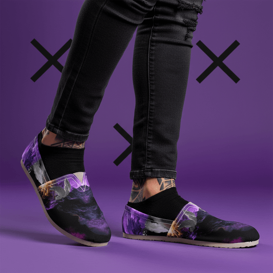 Lucifers Fall Men's Canvas Slip-On Shoes - Bold All-Over Print Design US3.5-US4-US4.5-US5-US5.5-US6-US6.5-US7-US7.5-US8-US8.5-US9-US9.5-US10-US10.5-US11-US11.5-US12-US13-