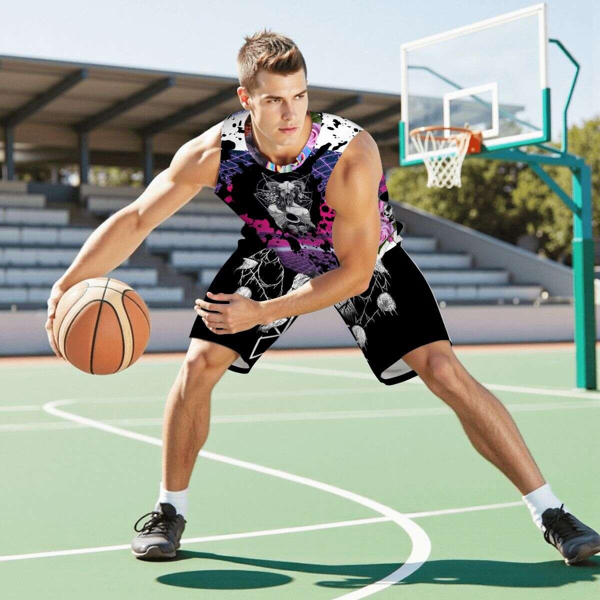Men's Basketball Jersey (AOP) Crew Neck / S-Crew Neck / M-Crew Neck / L-Crew Neck / XL-Crew Neck / XXL-Crew Neck / 3XL-Crew Neck / 4XL-