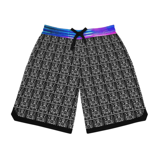 Mens Occult Sad  Vaporwave Shorts L / Black drawstring and rib-