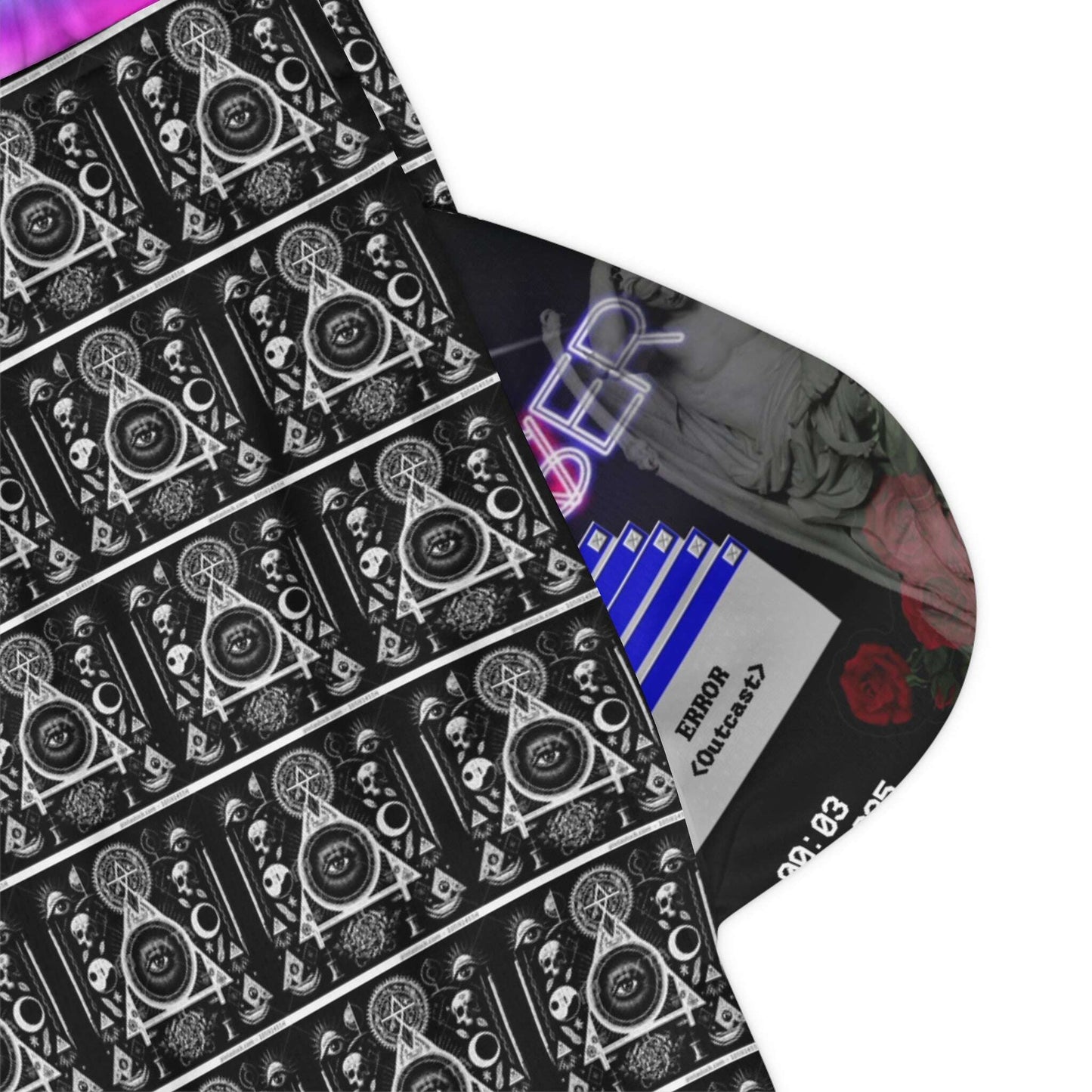 Mens Occult Sad  Vaporwave Shorts L / Black drawstring and rib-