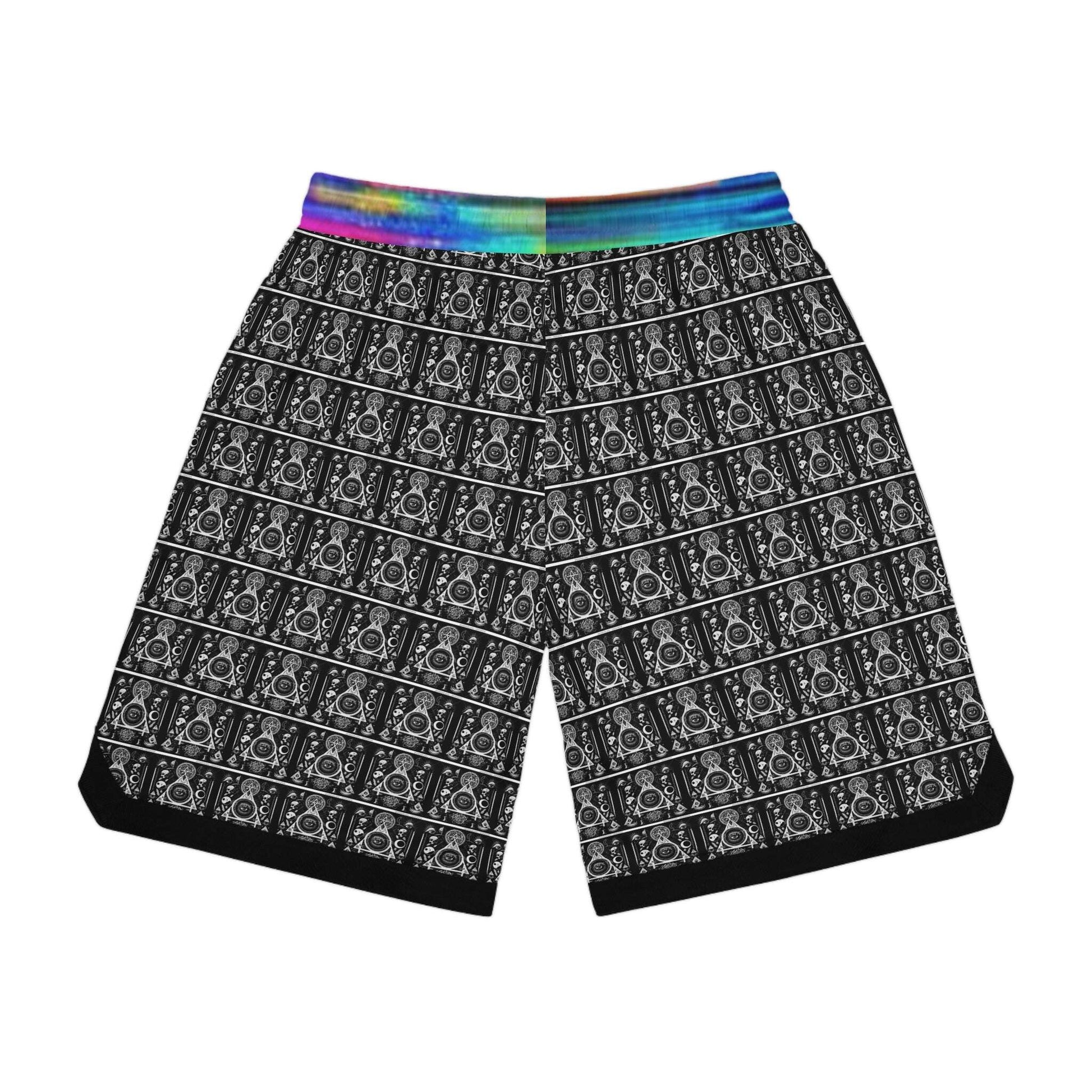 Mens Occult Sad  Vaporwave Shorts L / Black drawstring and rib-