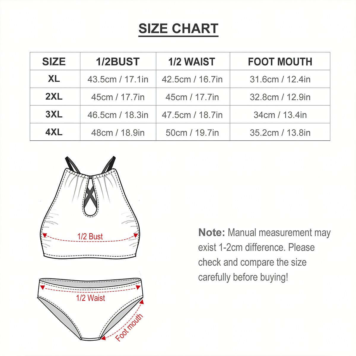 Plus Size High-Waisted Bikini Customized Services XL-2XL-3XL-4XL-