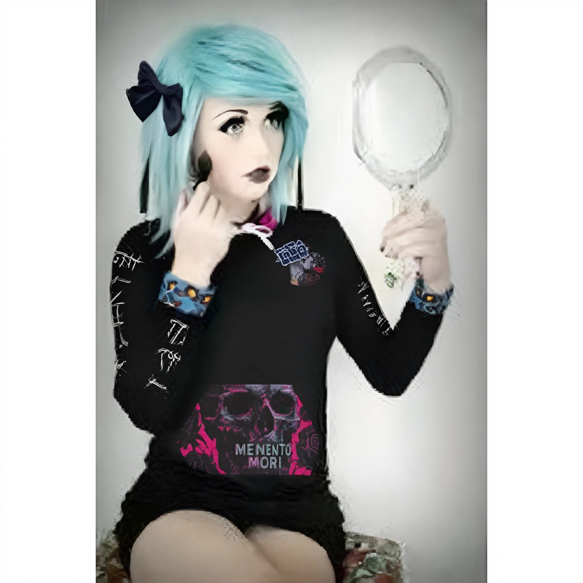 Emo scene punk goth skater alternative girl long sleeve sexy boppin  long sleeve hooded fall dress multi neon pattern designs this years must buy.