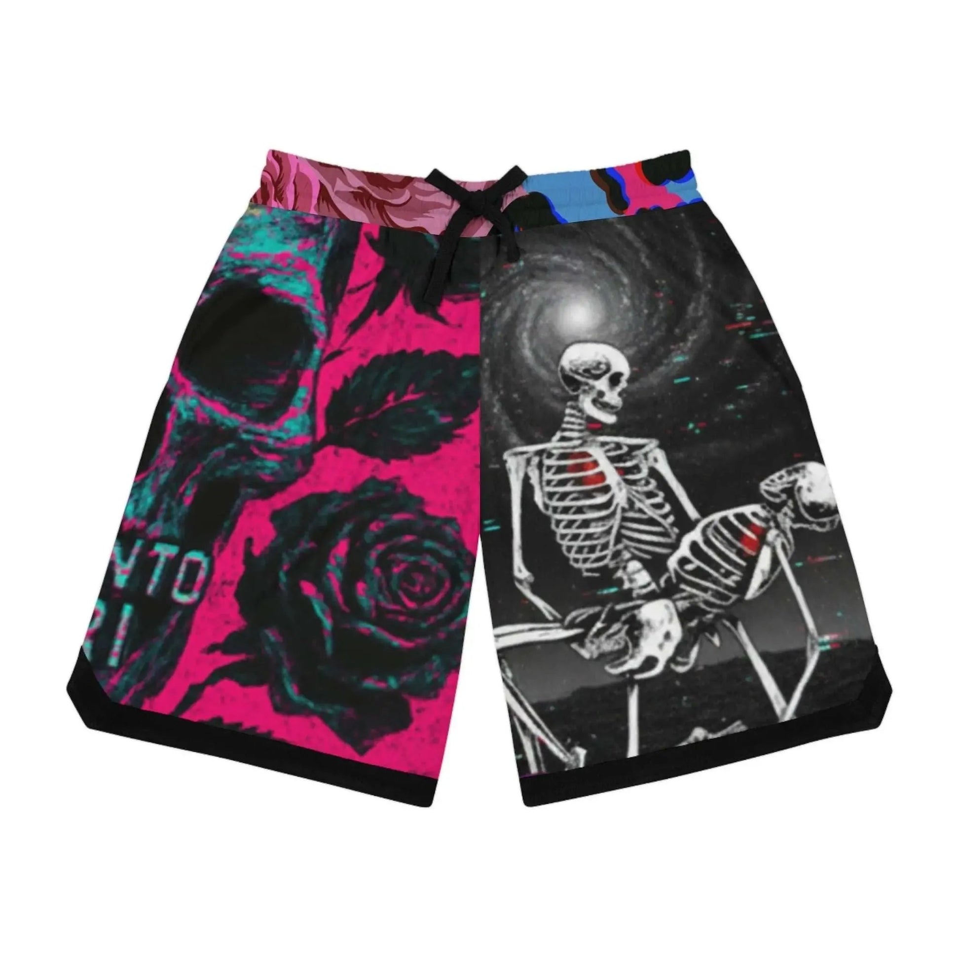 Skeleton Shorts - Love Lost Cyber Glitch L / Black drawstring and rib-