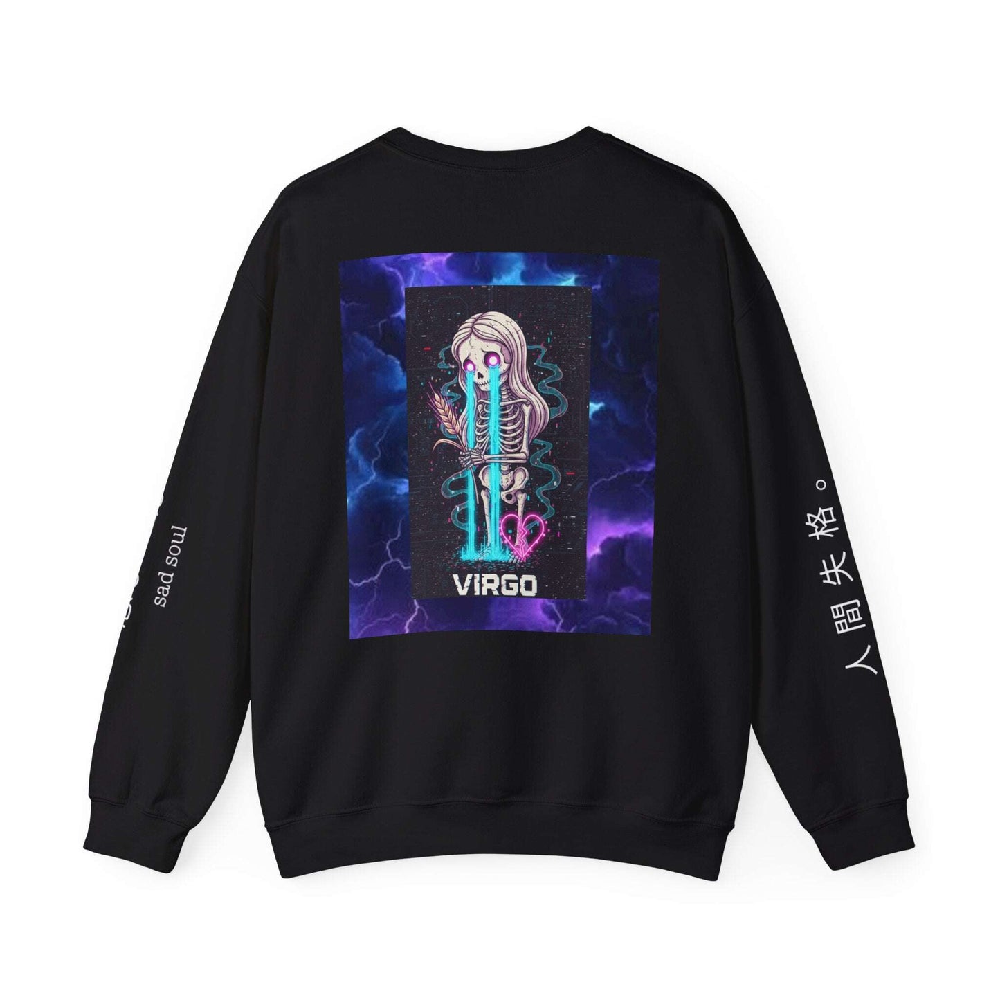 Virgo Sad Dark Zodiac Crewneck Sweatshirt — Lachrywave Aesthetic Printify