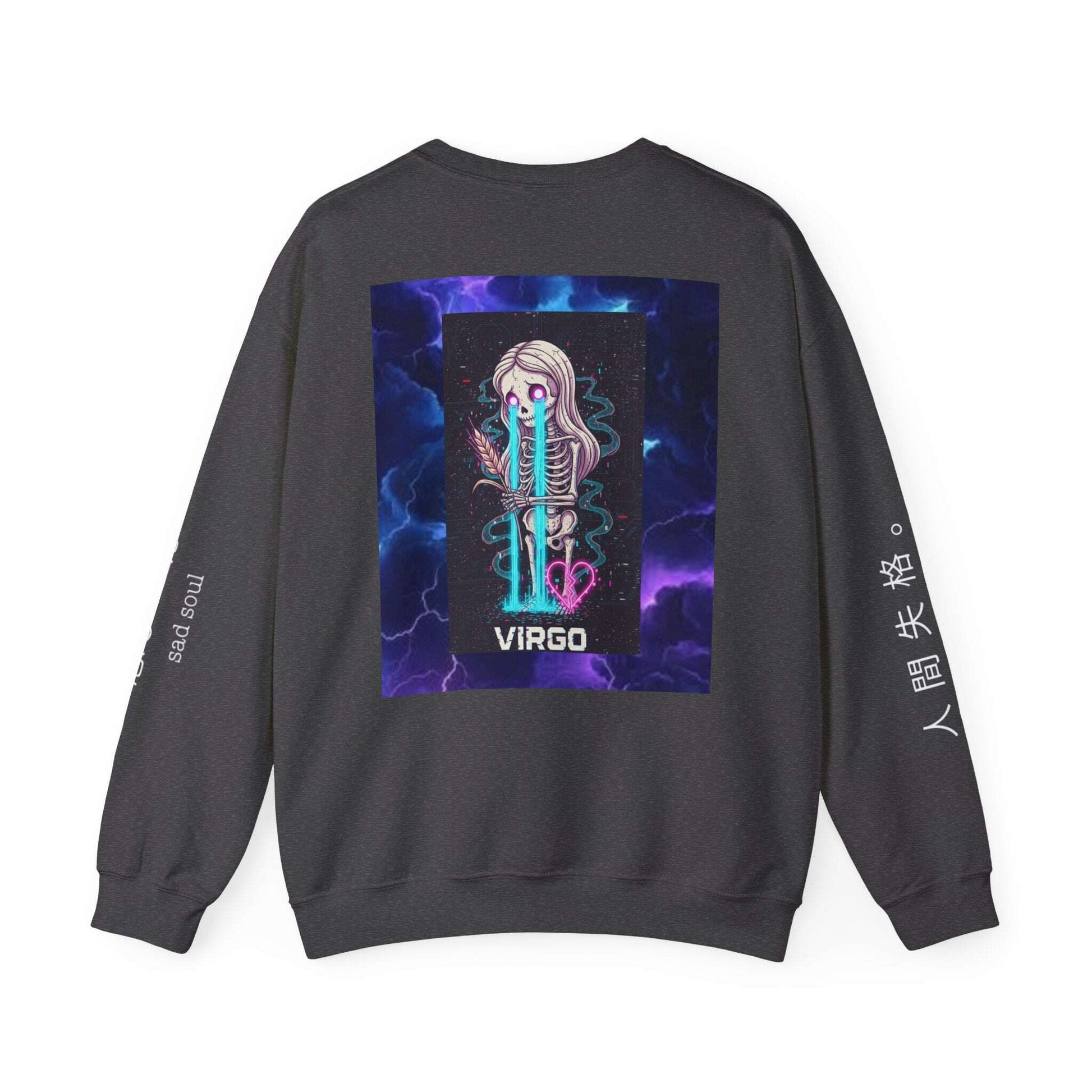 Virgo Sad Dark Zodiac Crewneck Sweatshirt — Lachrywave Aesthetic Printify
