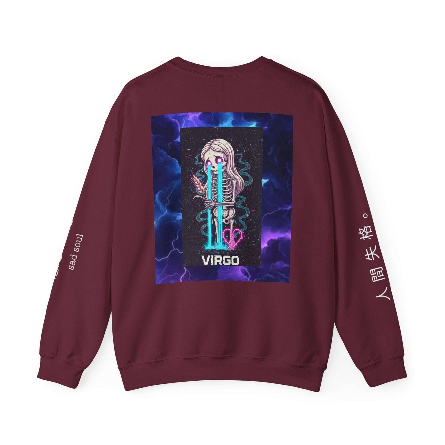 Virgo Sad Dark Zodiac Crewneck Sweatshirt — Lachrywave Aesthetic Printify