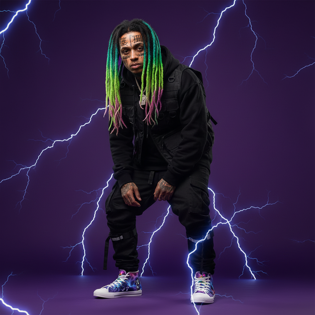 XXX style model with neon sneakers